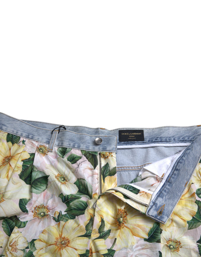 Mehrfarbige Denim-Bermudashorts mit Blumenmuster von Dolce &amp; Gabbana