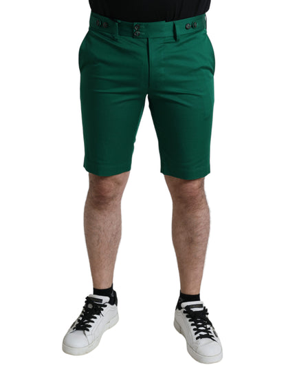 Dolce &amp; Gabbana Dunkelgrüne Baumwoll-Stretch-Bermudashorts für Herren