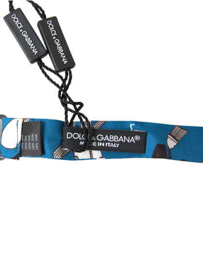 Dolce &amp; Gabbana Blue Jazz Club Seiden-Papillon-Fliege mit verstellbarem Hals