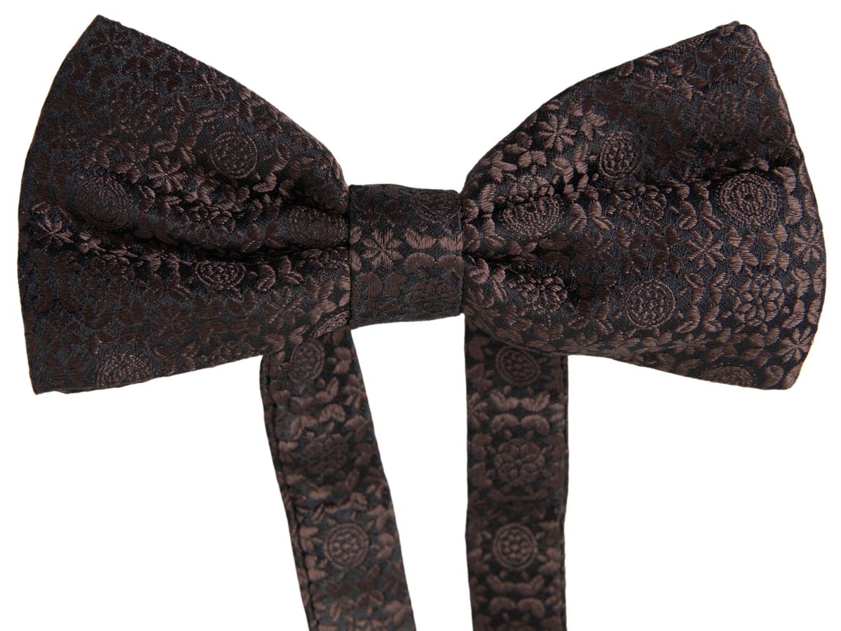 Braune, verstellbare Papillon-Fliege aus Jacquard mit Blumenmuster von Dolce &amp; Gabbana