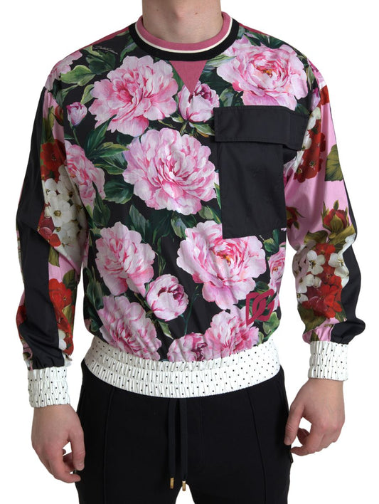 Dolce &amp; Gabbana Pink Floral Roses Pullover mit Rundhalsausschnitt