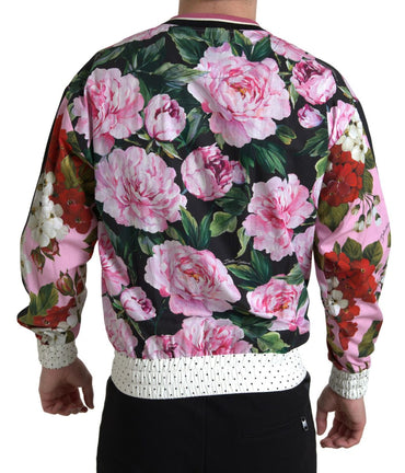 Dolce &amp; Gabbana Pink Floral Roses Pullover mit Rundhalsausschnitt