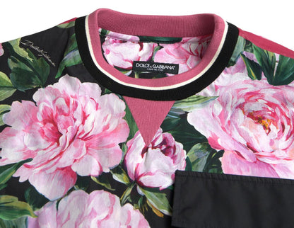 Dolce &amp; Gabbana Pink Floral Roses Pullover mit Rundhalsausschnitt