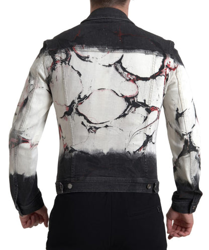 Mehrfarbige Jeansjacke aus Baumwolle mit Kragen von Dolce &amp; Gabbana