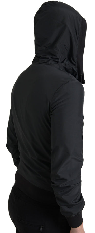 Dolce & Gabbana Elegant Black Hooded Sweatshirt with Logo Plaque