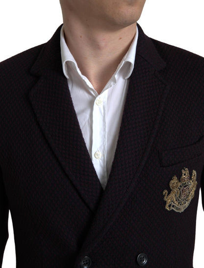 Dolce &amp; Gabbana Lila zweireihiger Blazer mit Logo-Stickerei