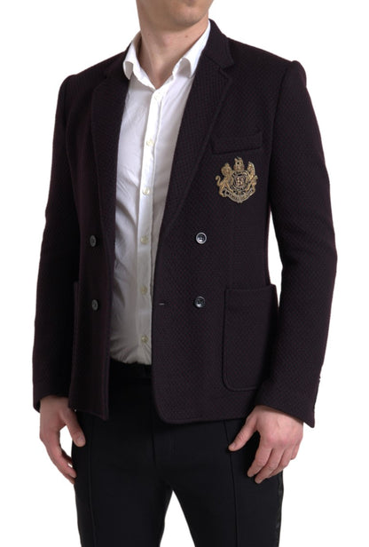 Dolce &amp; Gabbana Lila zweireihiger Blazer mit Logo-Stickerei