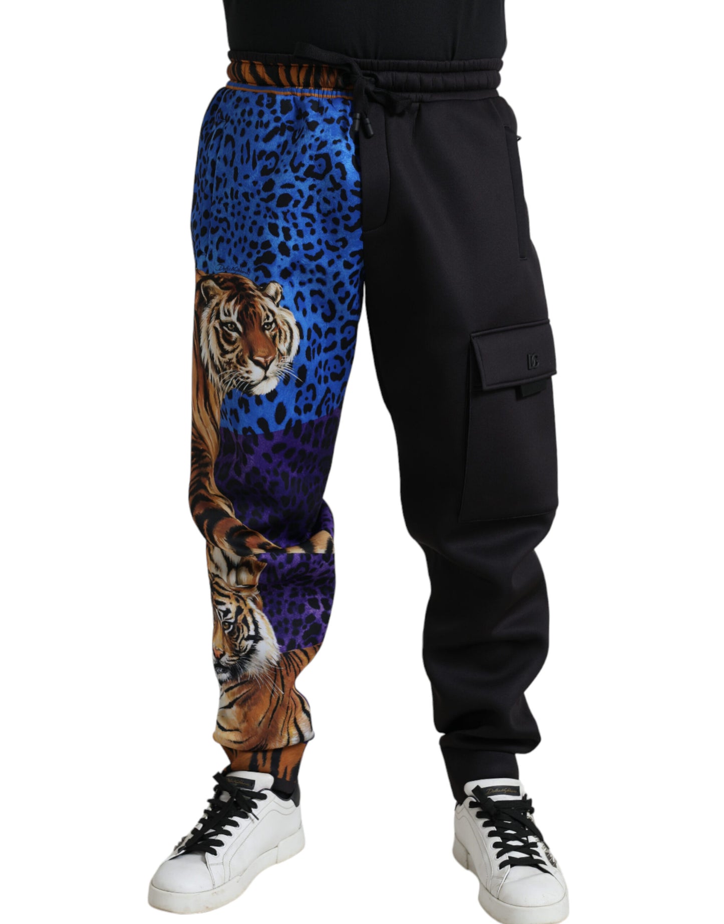 Schwarze Cargo-Jogginghose mit Tiger-Print von Dolce &amp; Gabbana