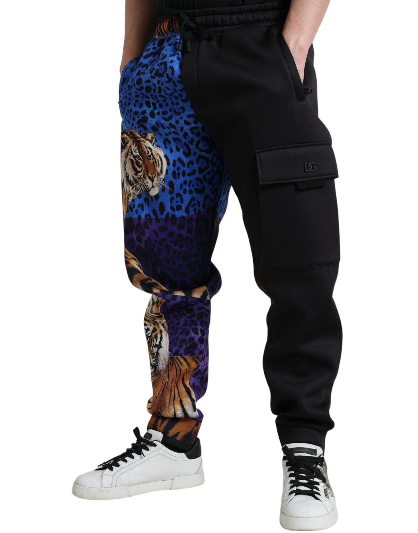 Schwarze Cargo-Jogginghose mit Tiger-Print von Dolce &amp; Gabbana