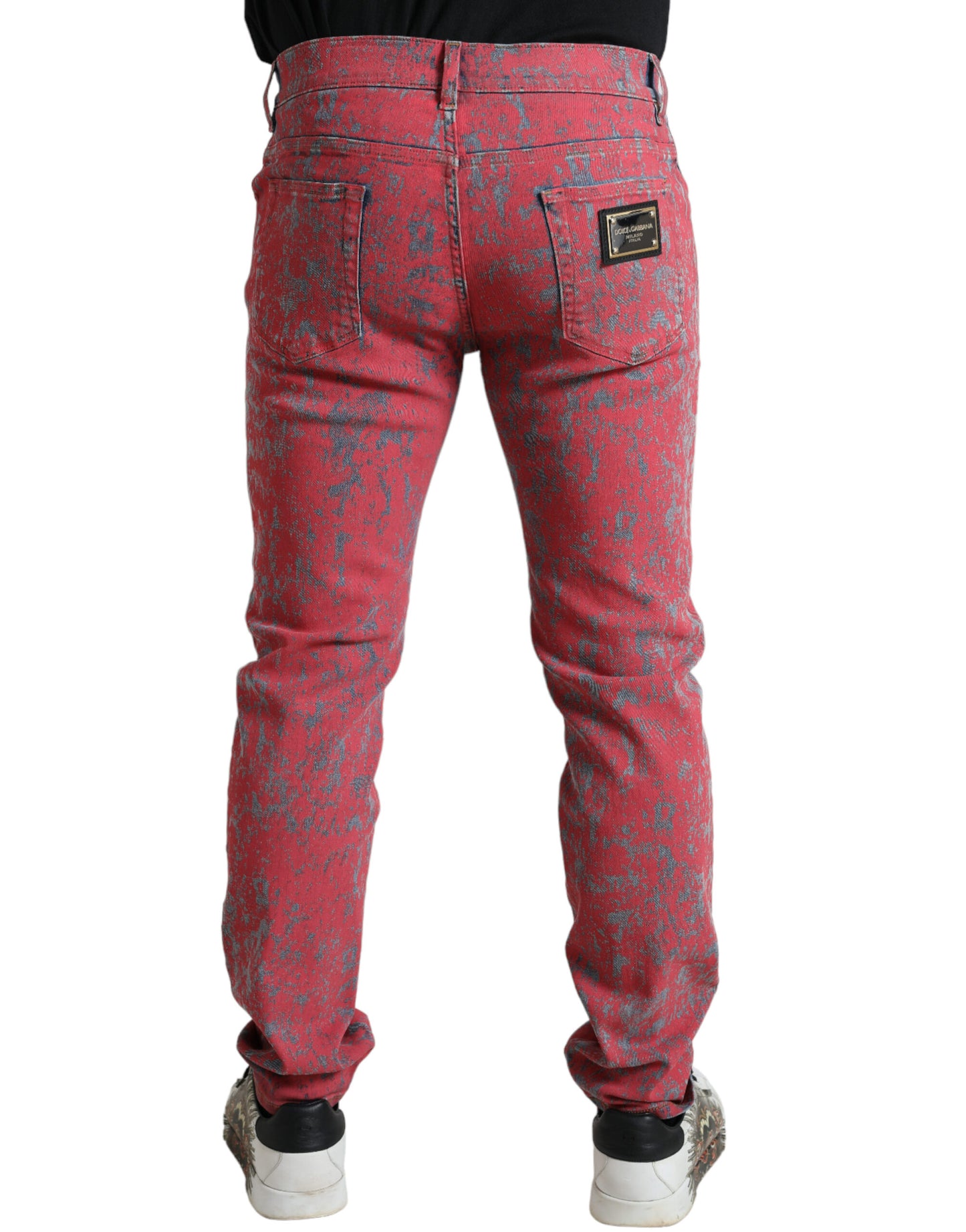 Dolce &amp; Gabbana Slim Fit Herren-Denimjeans aus roter Baumwollfärbung