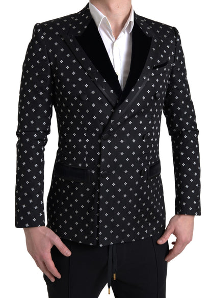 Schwarzer, schmal geschnittener, zweireihiger Blazer von Dolce &amp; Gabbana