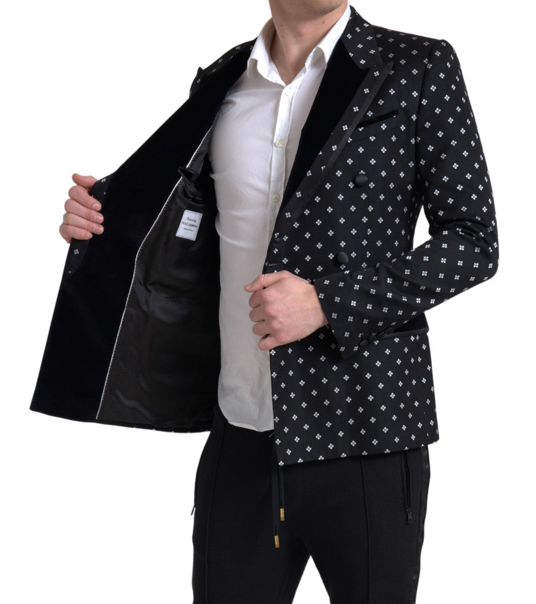 Schwarzer, schmal geschnittener, zweireihiger Blazer von Dolce &amp; Gabbana