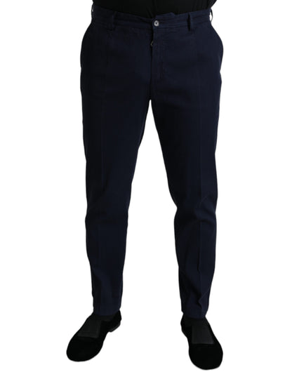 Dunkelblaue Slim-Fit-Anzughose aus Baumwollstretch von Dolce &amp; Gabbana