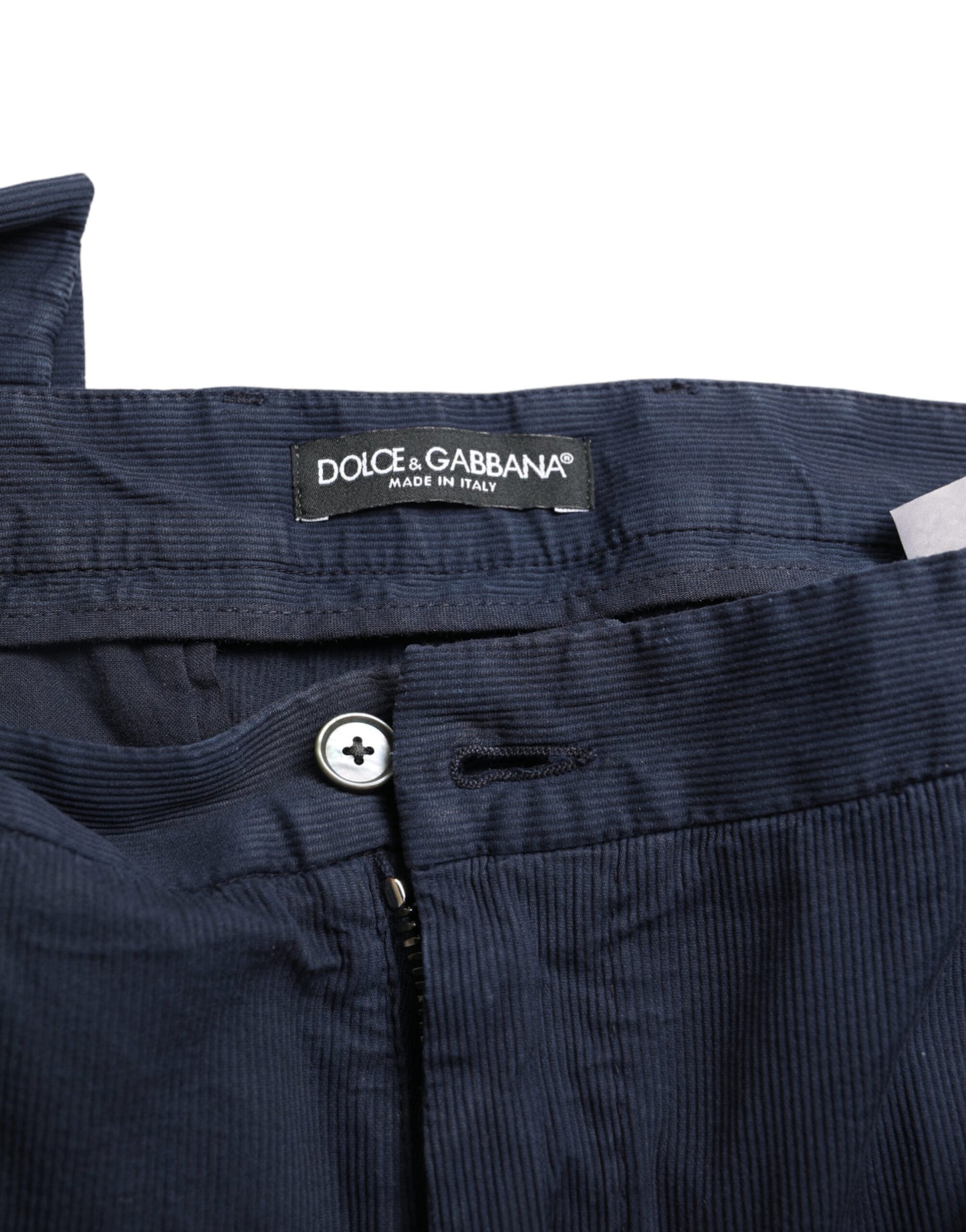 Dunkelblaue Slim-Fit-Anzughose aus Baumwollstretch von Dolce &amp; Gabbana