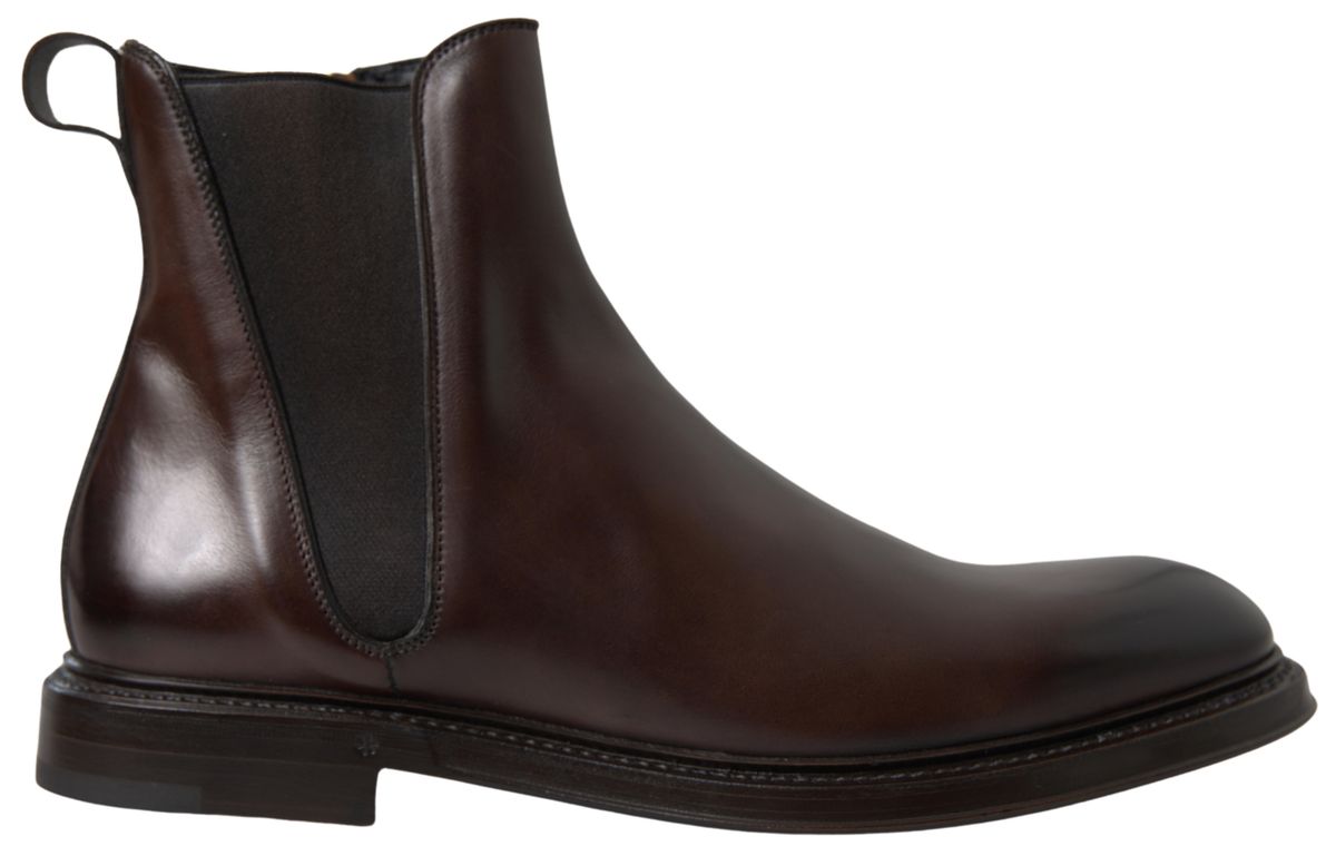 Dolce &amp; Gabbana Chelsea-Herrenstiefel aus braunem Leder