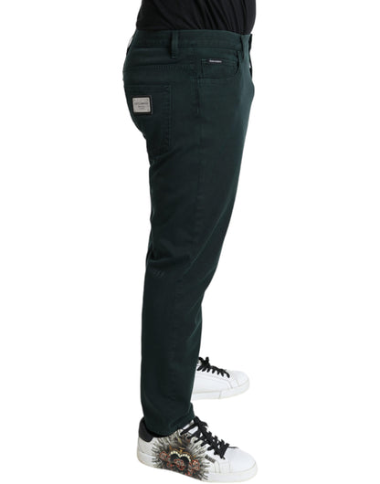 Dolce &amp; Gabbana Grüne Baumwoll-Stretch-Röhrenjeans für Herren