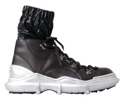 Dolce &amp; Gabbana Galileo High-Top-Sneakers aus schwarzem Nylon