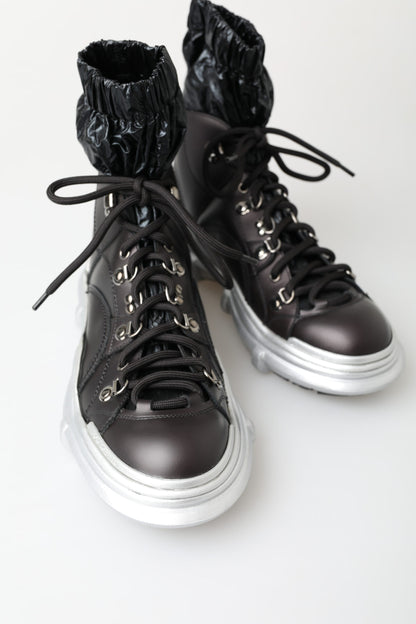 Dolce &amp; Gabbana Galileo High-Top-Sneakers aus schwarzem Nylon