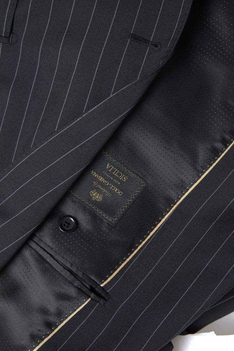 Dolce &amp; Gabbana Schwarz gestreifter einreihiger SICILIA-Blazer