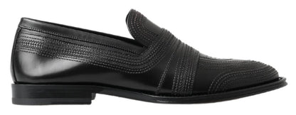 Dolce &amp; Gabbana schwarze Slipper-Slipper aus Leder mit Nähten