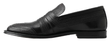 Dolce &amp; Gabbana schwarze Slipper-Slipper aus Leder mit Nähten