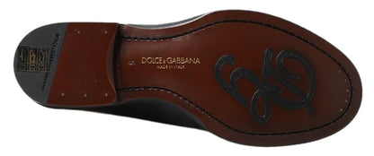 Dolce &amp; Gabbana schwarze Slipper-Slipper aus Leder mit Nähten