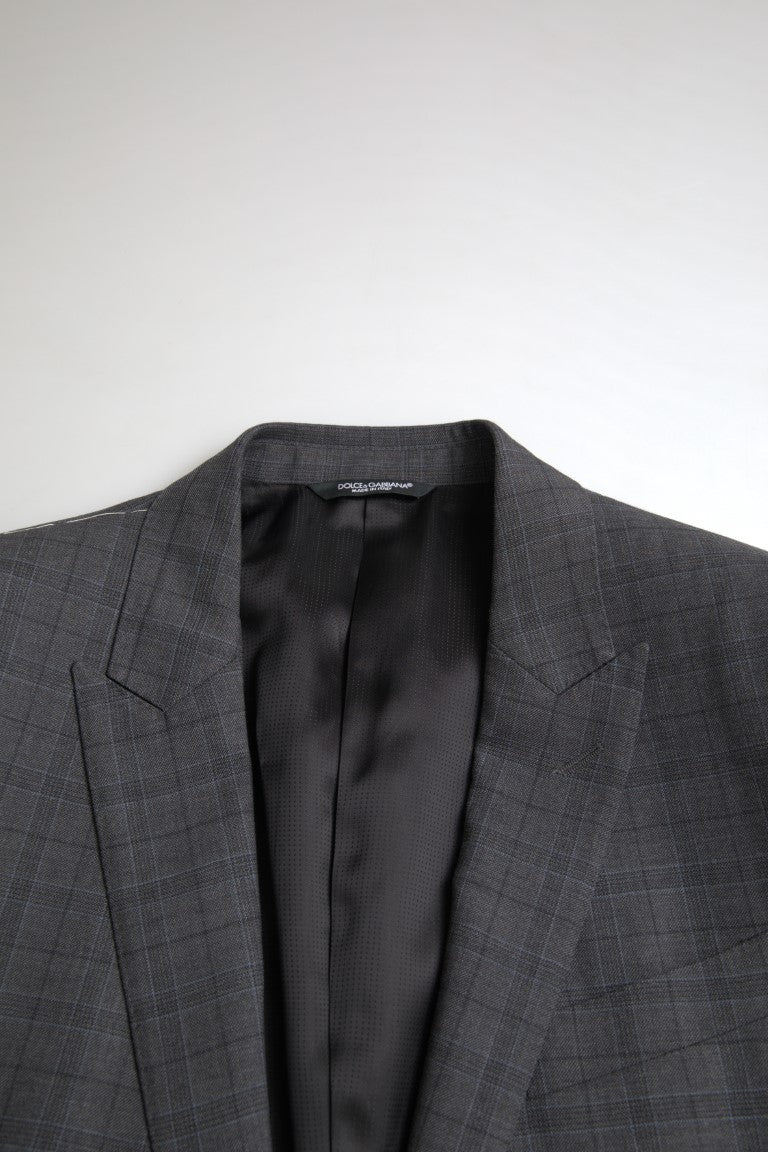 Dolce & Gabbana Elegant Grey Checkered Slim Fit Suit