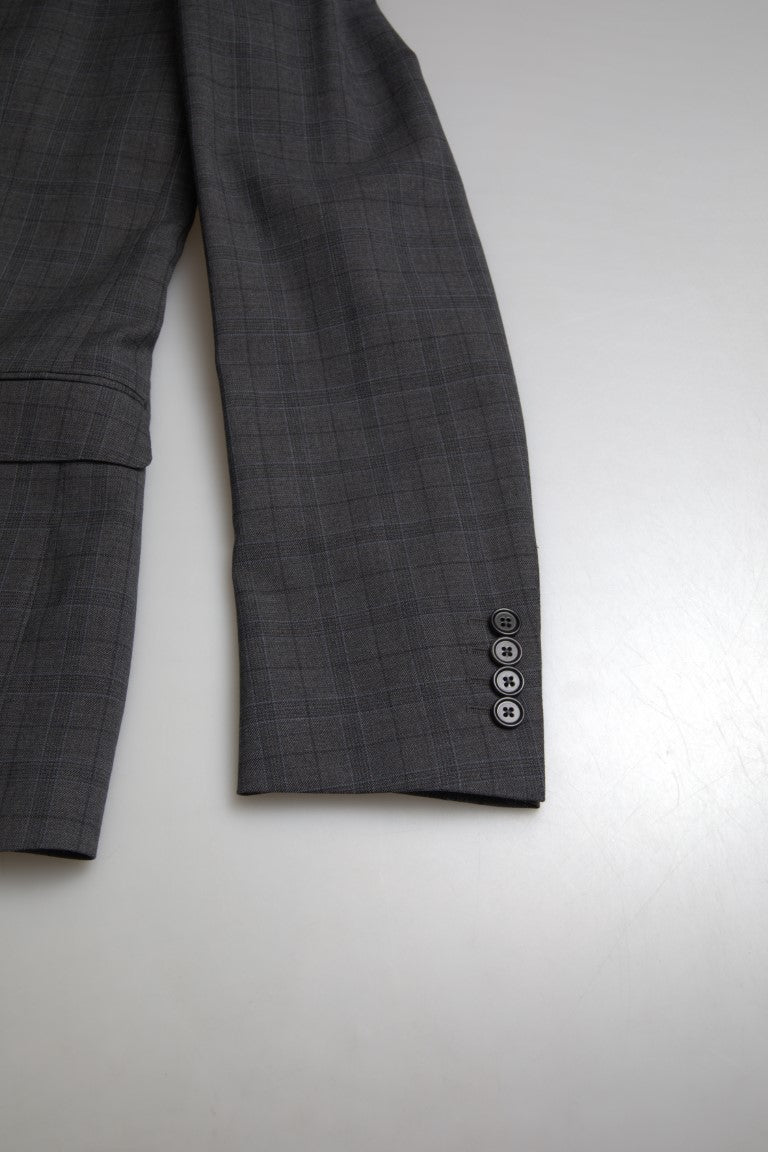 Dolce & Gabbana Elegant Grey Checkered Slim Fit Suit