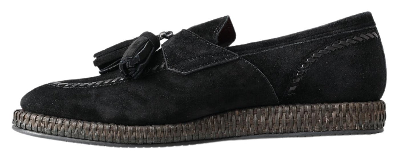 Dolce &amp; Gabbana Lässige Espadrille-Schuhe aus schwarzem Wildleder