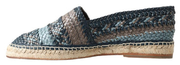 Dolce &amp; Gabbana Blaugraue Büffel-Espadrille-Schuhe aus Leder