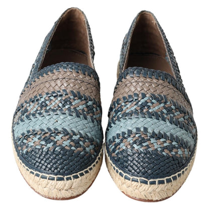 Dolce &amp; Gabbana Blaugraue Büffel-Espadrille-Schuhe aus Leder