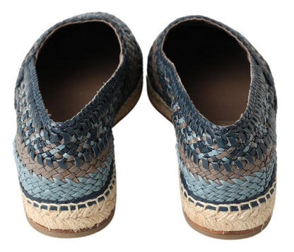 Dolce &amp; Gabbana Blaugraue Büffel-Espadrille-Schuhe aus Leder