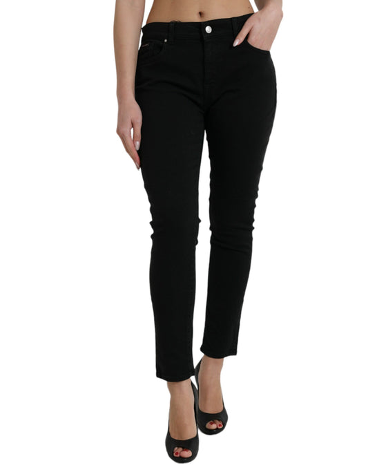 Dolce & Gabbana Elegant Mid Waist Stretch Jeans in Black