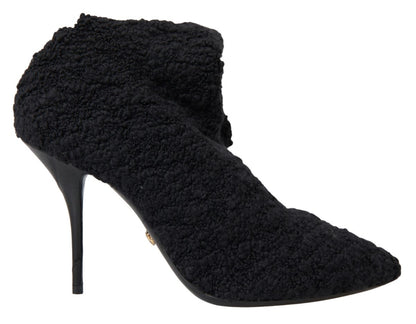 Dolce &amp; Gabbana Schwarze Stiefel mit mittelhohem Stiletto-Absatz