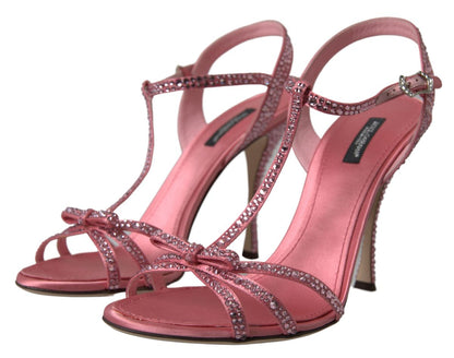 Dolce &amp; Gabbana Pink Crystal Ankle Strap Schuhe Sandalen