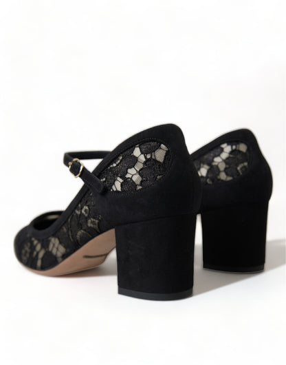 Dolce &amp; Gabbana Schwarze Mary Jane Taormina Spitzenpumps