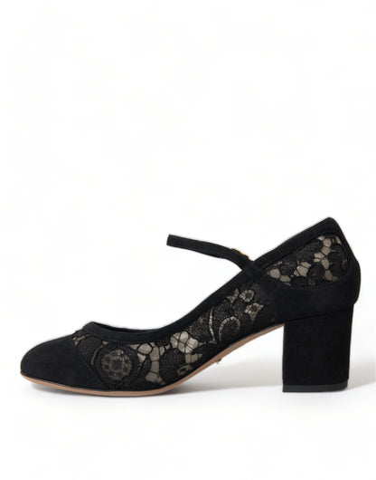 Dolce &amp; Gabbana Schwarze Mary Jane Taormina Spitzenpumps