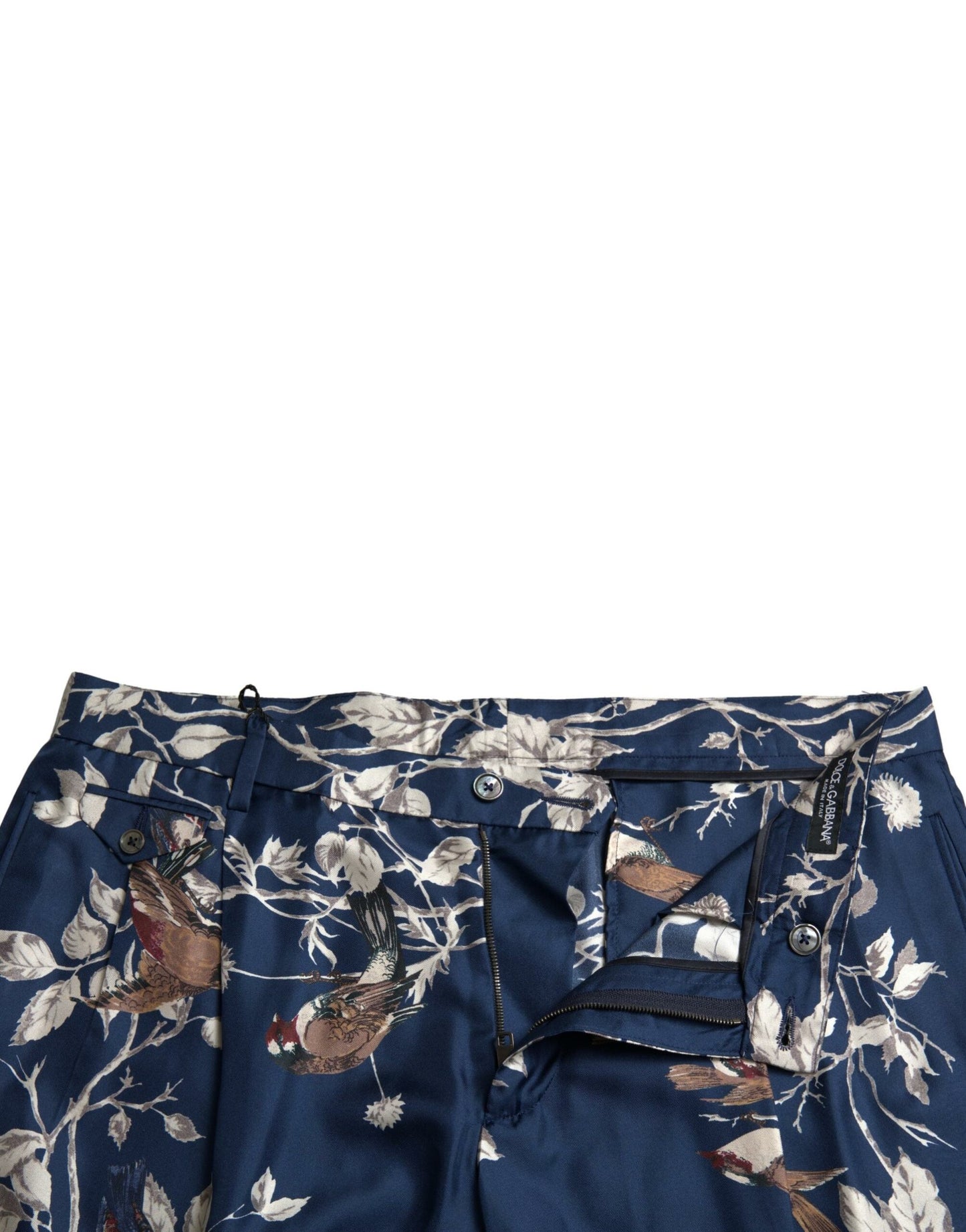 Dolce &amp; Gabbana Blaue Herren-Bermudashorts aus Seide mit Blumendruck