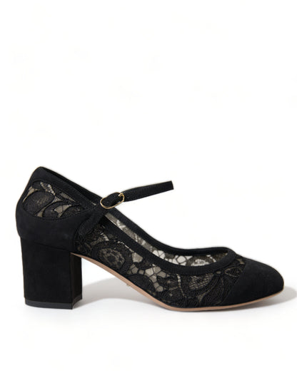 Dolce &amp; Gabbana Schwarze Mary Jane Taormina Spitzenpumps