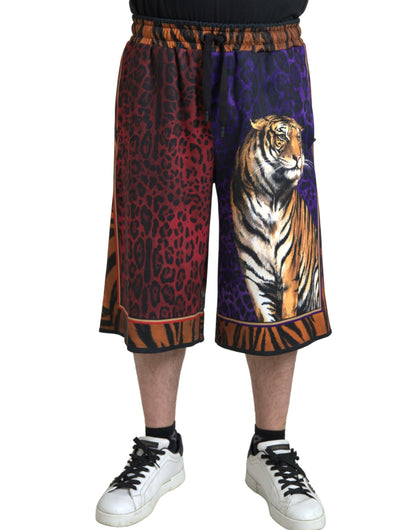 Mehrfarbige Herren-Bermudashorts mit Tiger-Print von Dolce &amp; Gabbana