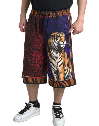 Mehrfarbige Herren-Bermudashorts mit Tiger-Print von Dolce &amp; Gabbana