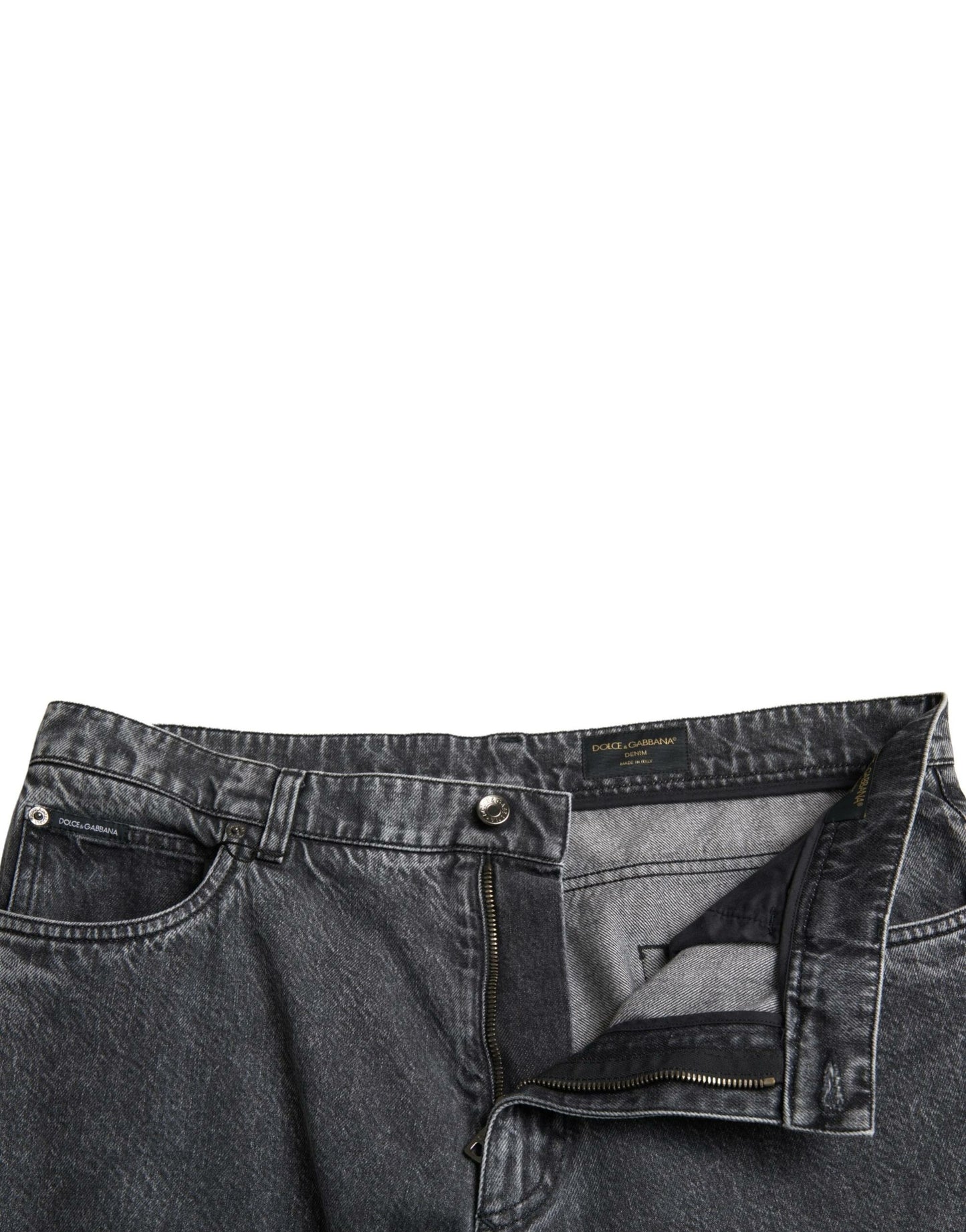 Dolce &amp; Gabbana Dunkelgraue Baumwoll-Jeans mit gerader Passform für Herren