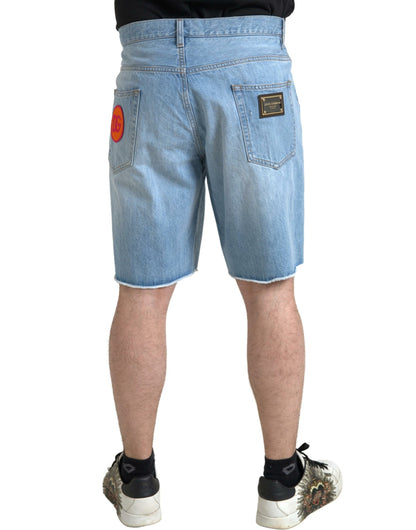 Dolce &amp; Gabbana Hellblaue Herren-Bermuda-Jeansshorts aus Baumwolle