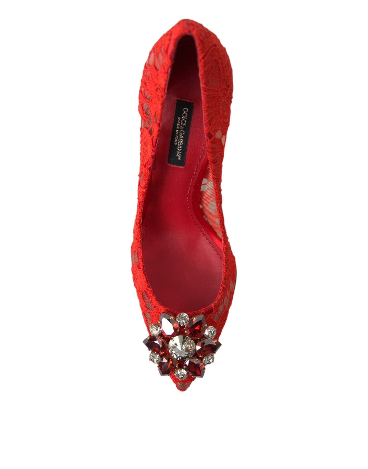 Dolce &amp; Gabbana Red Taormina Lace Crystal Heels Pumps Schuhe