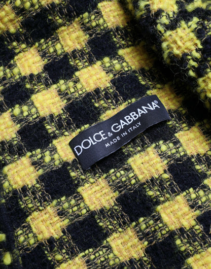 Dolce & Gabbana Chic Houndstooth Virgin Wool Long Coat