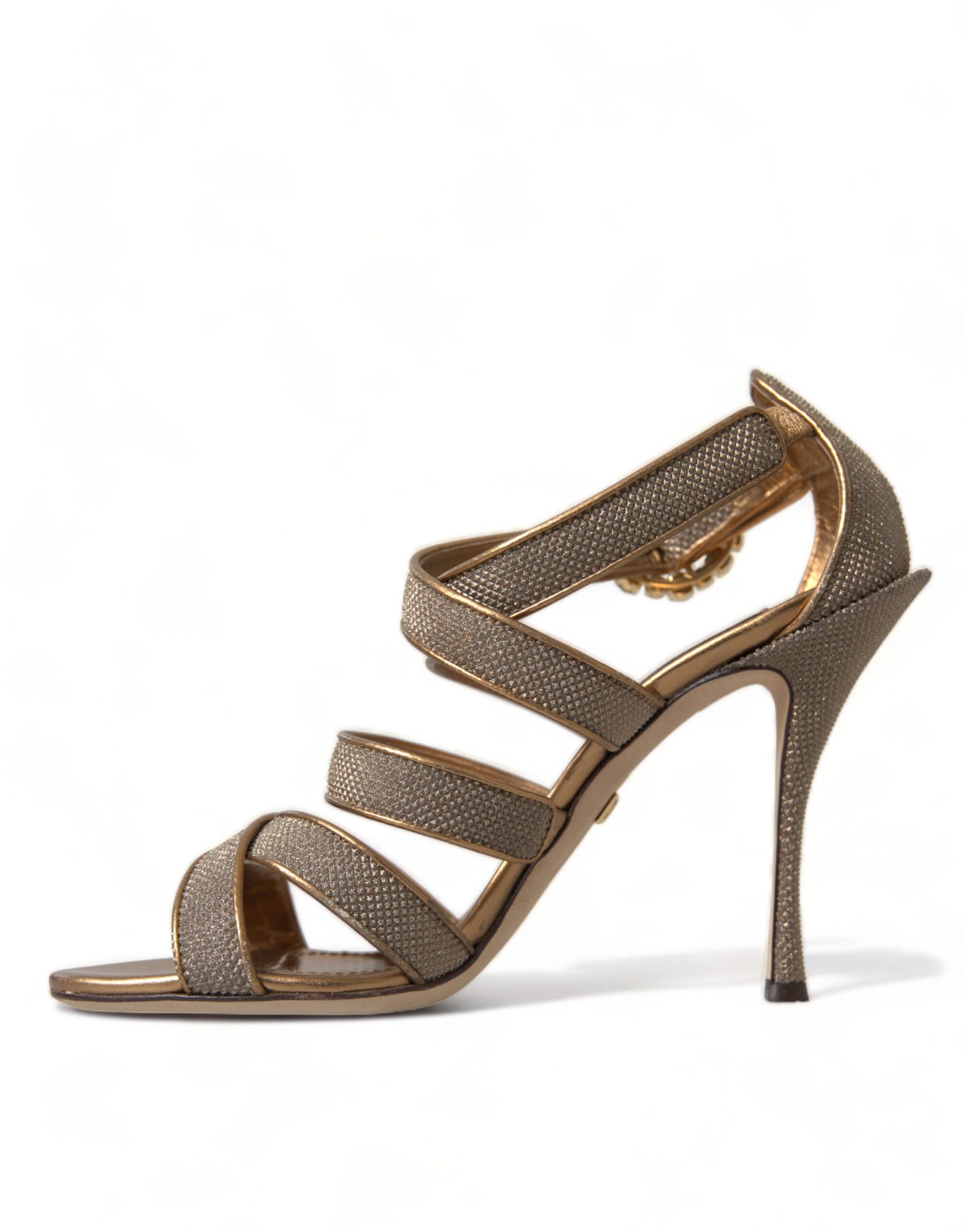 Dolce &amp; Gabbana Bronze Crystal Strap Heels Sandalen Schuhe