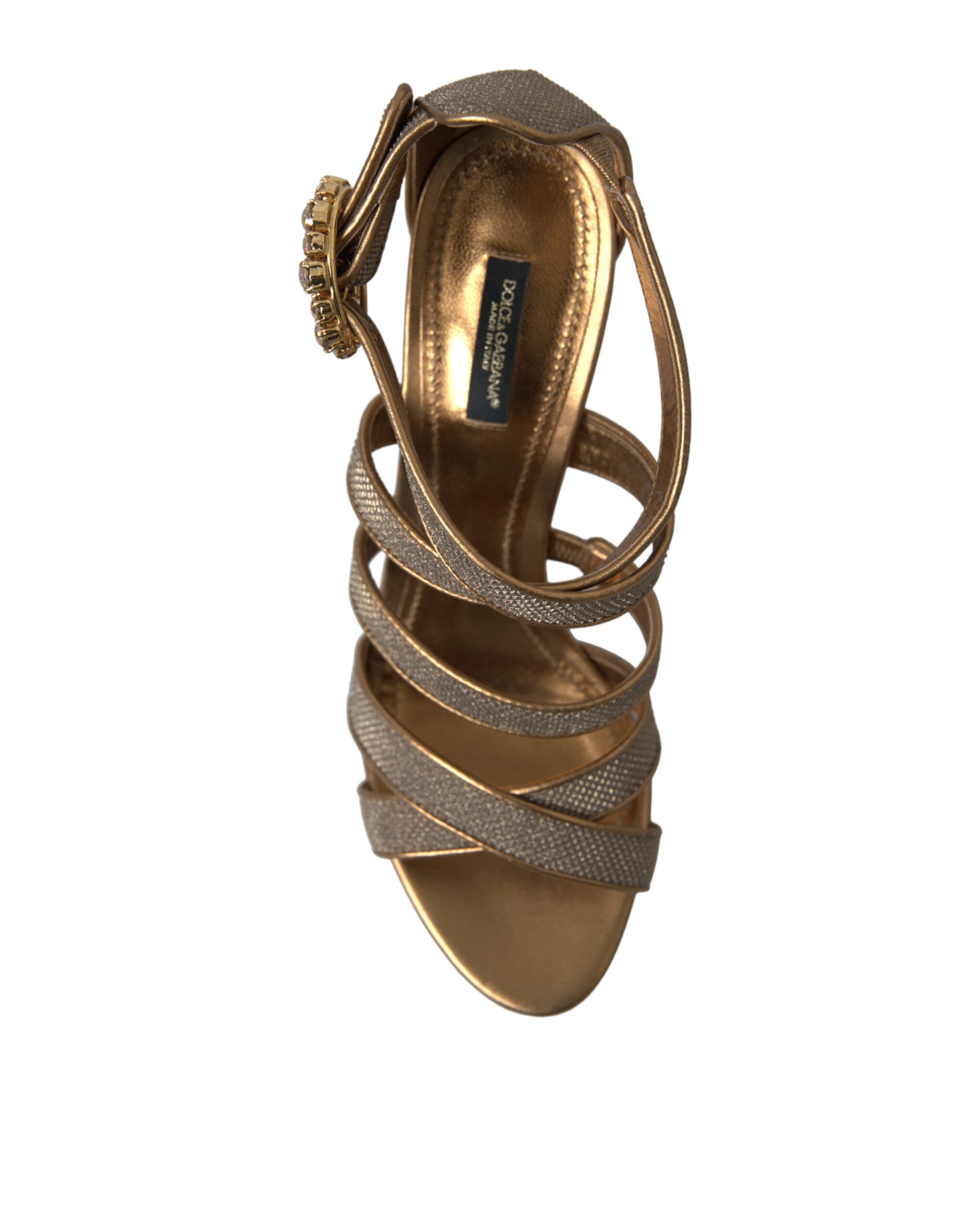 Dolce &amp; Gabbana Bronze Crystal Strap Heels Sandalen Schuhe