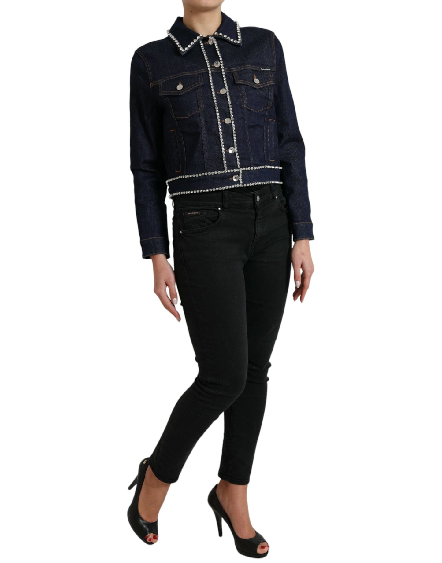 Dolce & Gabbana Elegant Denim Jewel Button Jacket