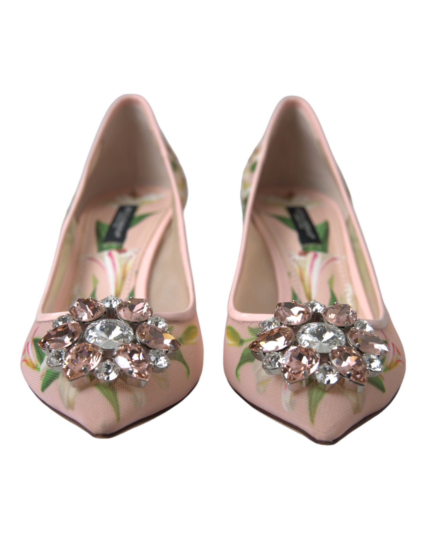 Dolce &amp; Gabbana Pink Floral Crystal Heels Pumps Schuhe