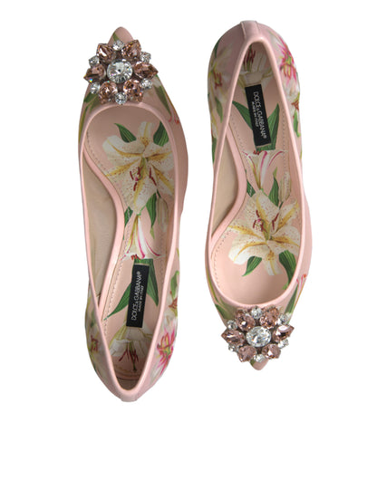 Dolce &amp; Gabbana Pink Floral Crystal Heels Pumps Schuhe